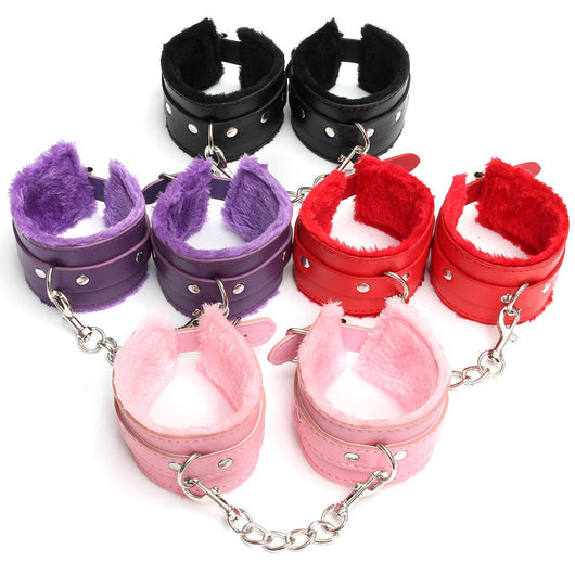 New Arrival Sex Couple Game Sex Handcuffs PU Leather Wrist Cuffs PlayChain Colorful Costume Tools Sex Flirt Toys For Lovers