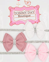 22 color new Baby hair bow flower Headband Silver ribbon Hair Band Handmade DIY hair accessories for children newborn toddler
