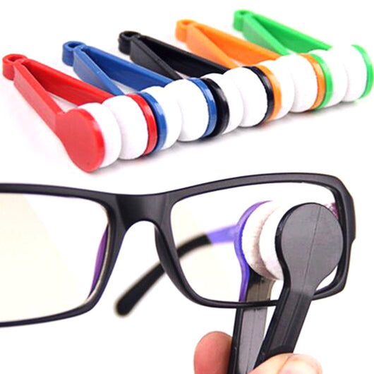 Handle Eyeglass Sun Glasses Microfiber Spectacle Cleaner Clean Wipe Random Color