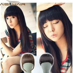 Clip in Bangs Fake Hair Extension Hairpieces False Hair Piece Clip on Front Neat Bang For Women Synthetic Hair Fringe Bangs 1PC