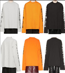 2016SS oversized t shirt urban clothing swag harajuku kpop kanye west men women long sleeve letter printed justin bieber tee