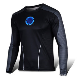 2016 high quality compression long sleeve T-shirt superman, batman, spiderman/captain America fitness  t-shirts men T-shirt