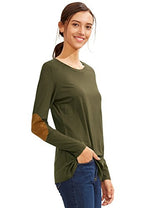 ROMWE Women's Loose Long Sleeve Elbow Patch T-Shirt - Free + Shipping