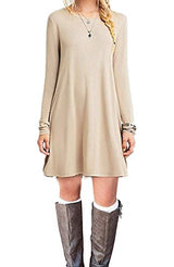 MOLERANI Women's Casual Plain Simple T-shirt Loose Dress