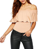 May&Maya Women's Off Shoulder with Ruffle Overlay Bodysuit