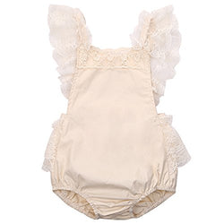 Baby Girls Lovely Ruffle Lace Collar Bodysuit with Headband