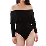 May&Maya Women's Off Shoulder with Ruffle Overlay Bodysuit