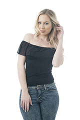 One Size Off The Shoulder Mesh Ruffle Top