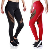 TALACCA Womens Active Mesh Yoga Capri Leggings w Pocket - High Waist Tight Workout Pants - Free + Shipping