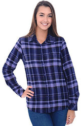 Del Rossa Women's Flannel Shirt, Button-Down Cotton Boyfriend Top