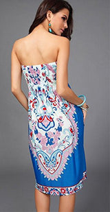 Shawhuaa Womens Sexy Vintage Strapless Summer Sun Dress Beachwear - Free + Shipping