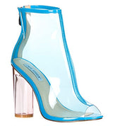 Cape Robbin Benny-1 Open Toe Block Chunky Clear Perspex Heel Ankle Boot Bootie Shoe