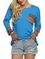 POGTMM Women Long Sleeve/Short Sleeve O-Neck Patchwork Casual Loose T-shirt Blouse Tops - Free + Shipping