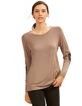 ROMWE Women's Loose Long Sleeve Elbow Patch T-Shirt - Free + Shipping
