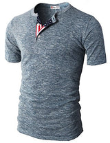 H2H Mens American Flag Henley Short Sleeve Cool tShirts With Button Trim