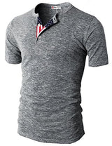 H2H Mens American Flag Henley Short Sleeve Cool tShirts With Button Trim