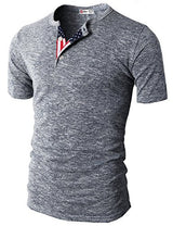 H2H Mens American Flag Henley Short Sleeve Cool tShirts With Button Trim