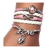 Jovana New Hot Cute Fashion Retro PU Leather Alloy Bracelet Wristlet Bangle Wrist Band Hand Chain