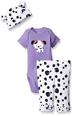 Gerber Baby Girls' 3 Piece Bodysuit, Cap, and Legging Set