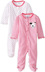 Gerber Baby Girls' 2 Pack Zip Front Sleep 'N Play