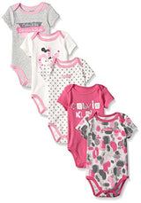 Calvin Klein Baby Girls' Assorted Short Sleeve Bodysuit (Pack of 5)