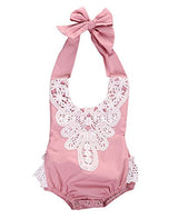 Baby Girls Lovely Ruffle Lace Collar Bodysuit with Headband