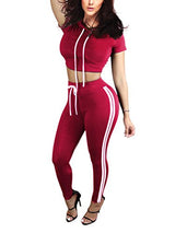 ChongErfei Women's Sexy Bodycon Round Neck Hoody Pants 2-Piece Jumpsuit Sportswear