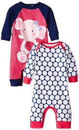 Gerber Baby Girls' 2 Pack Coveralls