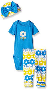 Gerber Baby Girls' 3 Piece Bodysuit, Cap, and Legging Set
