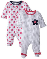Gerber Baby Girls' 2 Pack Zip Front Sleep 'N Play