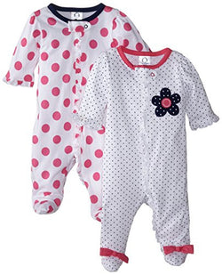 Gerber Baby Girls' 2 Pack Zip Front Sleep 'N Play