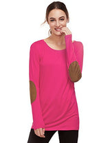 ROMWE Women's Loose Long Sleeve Elbow Patch T-Shirt