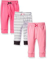 Luvable Friends Baby Girls' 3 Pack Tapered Ankle Pant