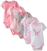 Calvin Klein Baby Girls' Assorted Short Sleeve Bodysuit (Pack of 5)