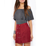 May&Maya Women's Off Shoulder with Ruffle Overlay Bodysuit