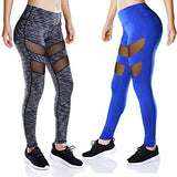 TALACCA Womens Active Mesh Yoga Capri Leggings w Pocket - High Waist Tight Workout Pants