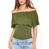 May&Maya Women's Off Shoulder with Ruffle Overlay Bodysuit