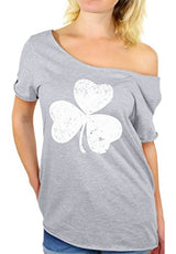 Awkward Styles Women's St. Patricks Day Shamrock Irish Clover Graphic Off Shoulder Tops T shirt