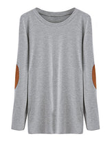 ROMWE Women's Loose Long Sleeve Elbow Patch T-Shirt - Free + Shipping