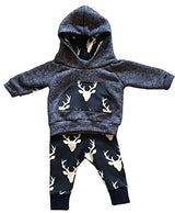 Toddler Infant Baby Boys Deer Long Sleeve Hoodie Tops Sweatsuit Pants Outfit Set