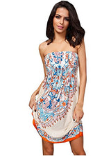 Shawhuaa Womens Sexy Vintage Strapless Summer Sun Dress Beachwear - Free + Shipping