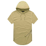 OLRIK Men's Hipster Hip Hop Hoodie Side Zipper Tshirt