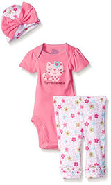 Gerber Baby Girls' 3 Piece Bodysuit, Cap, and Legging Set