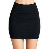 Fashionazzle Women's Basic Pintucked Mini Pencil Skirt Stretch Fabric