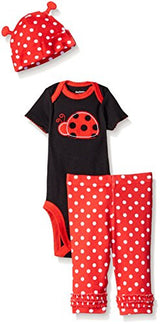Gerber Baby Girls' 3 Piece Bodysuit, Cap, and Legging Set