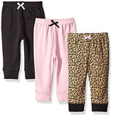 Luvable Friends Baby Girls' 3 Pack Tapered Ankle Pant
