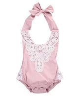 Baby Girls Lovely Ruffle Lace Collar Bodysuit with Headband