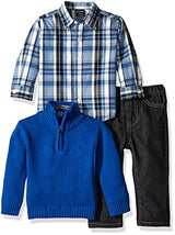 Nautica Baby Boys' Three Piece Set with Button Down Shirt, Sweater, and Pants