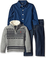 Nautica Baby Boys' Three Piece Set with Button Down Shirt, Sweater, and Pants