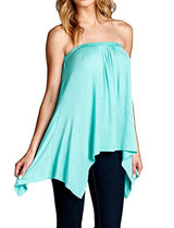 Handkerchief Asymmetrical Hem Flared Loose Fit Strapless Tunic Shirt Tube Top